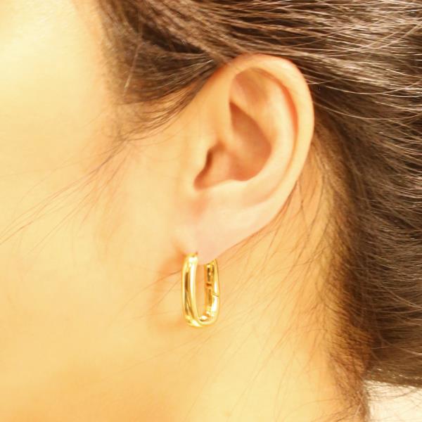 14K GOLD / WHITE GOLD DIPPED SIMPLE OVAL HUGGIE HOOP  EARRING