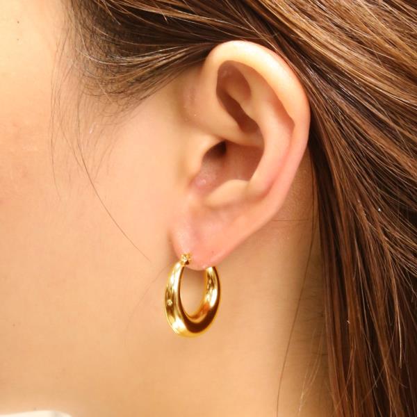 14K GOLD WHITE GOLD DIPPED DAILY HOOP PINCATCH EARRING