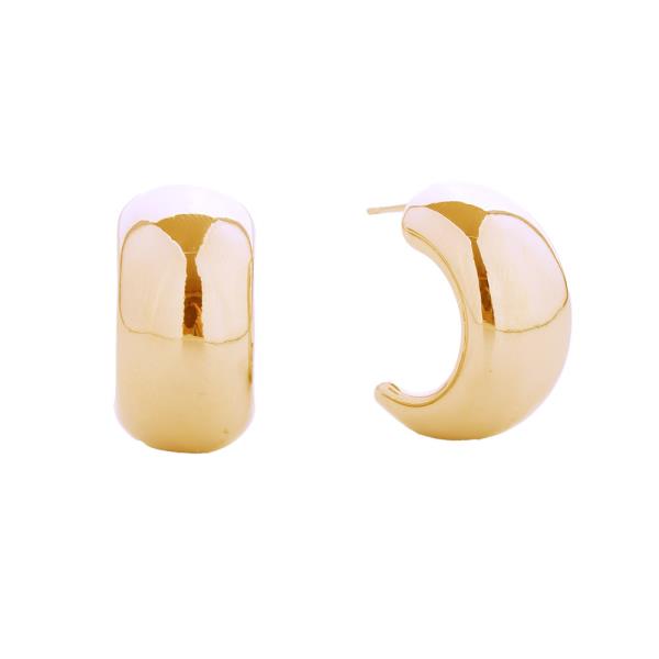 14K GOLD WHITE GOLD DIPPED MIDNIGHT MOON POST EARRING