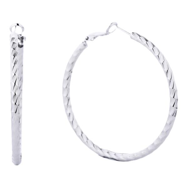 14K GOLD DIPPED WHITE GOLD DIPPED OMEGA CLOSURE HOOP EARRING