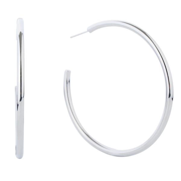 14K GOLD WHITE GOLD DIPPED POST HOOP EARRING
