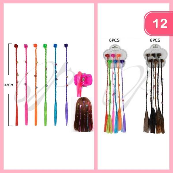BRAIDED HAIR EXTENSION HAIR CLIP (12 UNITS)
