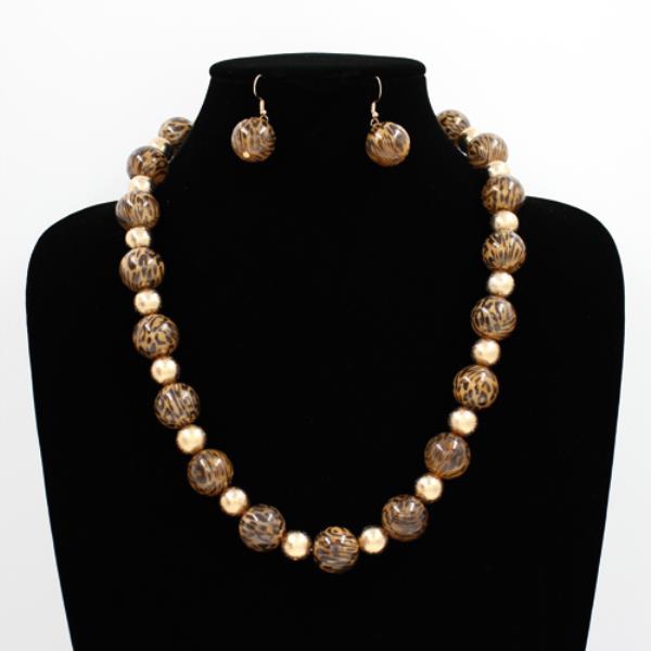 BEAD ROUND GRADIENT NECKLACE EARRING SET