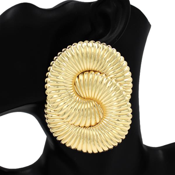 METAL SPIRAL DISC STATEMENT STUD EARRING