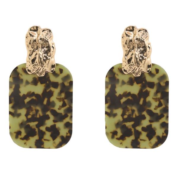 METAL RESIN RECTANGLE STUD EARRING