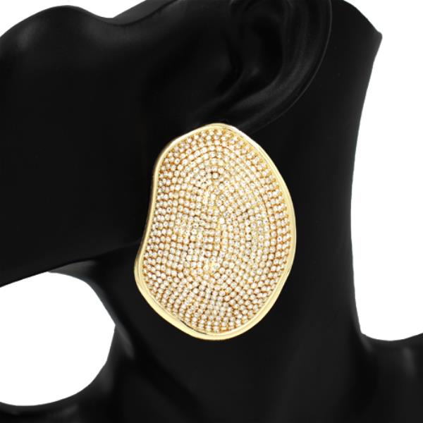 METAL PAVE OVAL STATEMENT STUD EARRING