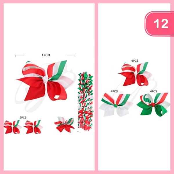 TWO TONE COLOR RIBBION HAIR BOW (12 UNITS)