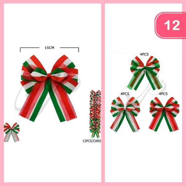 TRICOLOR HAIR BOW (12 UNITS)