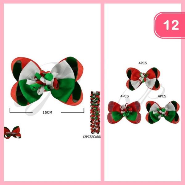 TWO TONE COLOR HAIR BOW (12 UNITS)