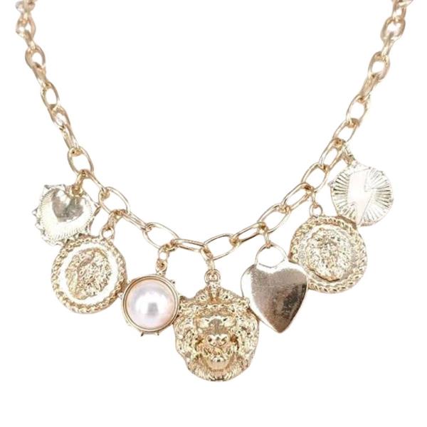 MULTI CHARM COIN HEART NECKLACE