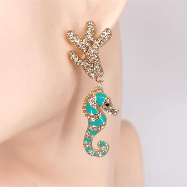 SEALIFE SEAHORSE CRYSTAL STONE DANGLE EARRING