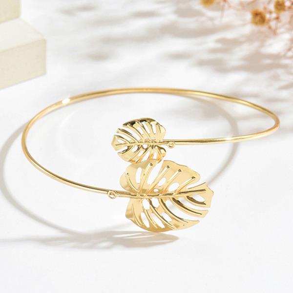 METAL LEAF OPEN ARM CUFF BRACELET