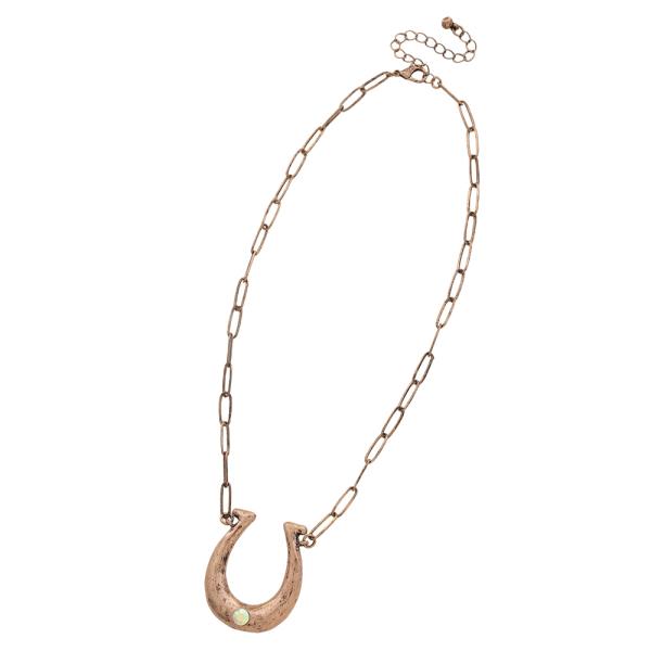 HORSESHOE PENDANT PAPERCLIP CHAIN LINK NECKLACE EARRING SET