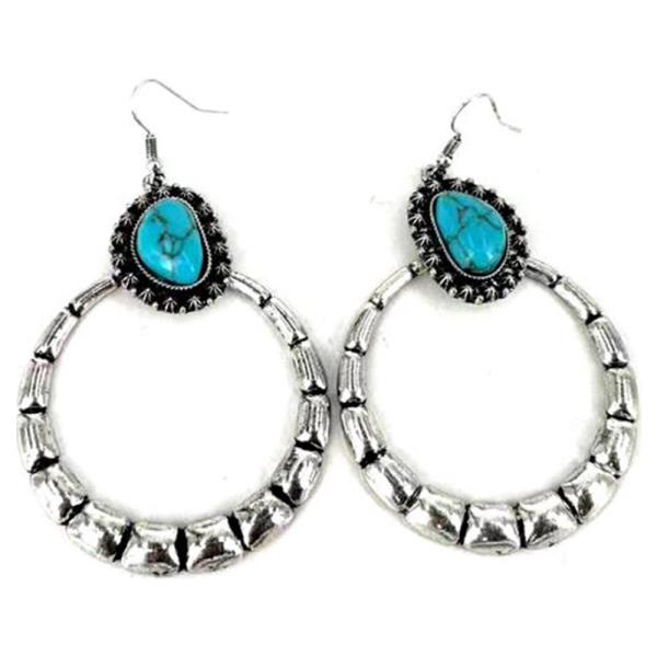 WESTERN TURQUOISE ROUND DANGLE EARRING