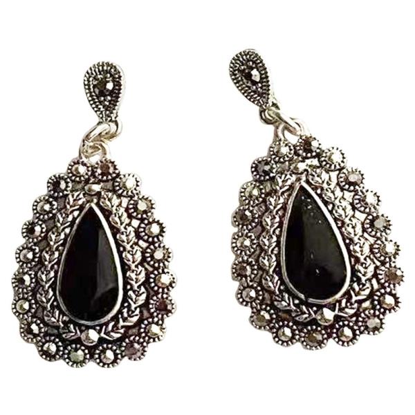 WESTERN TEARDROP STONE DANGLE EARRING