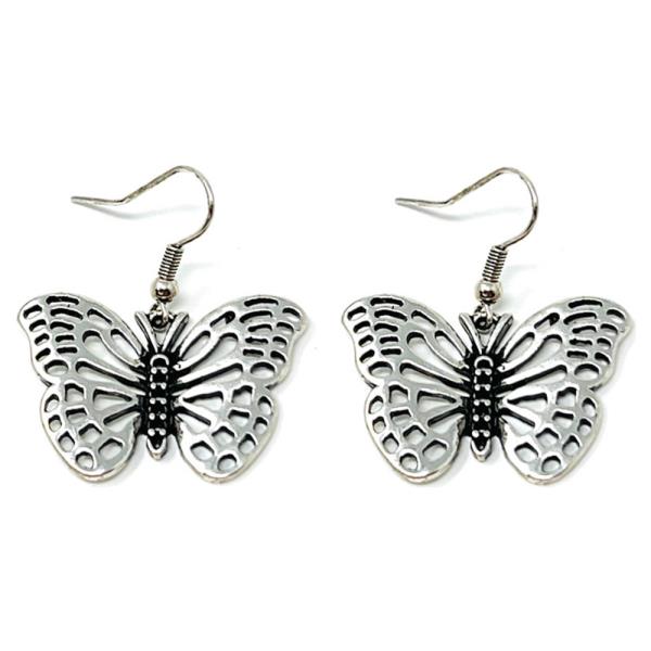 METAL BUTTERFLY DANGLE EARRING