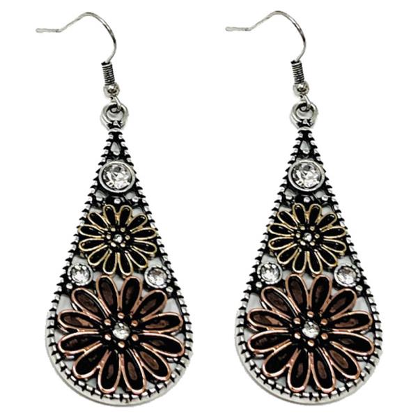 METAL FILIGREE TEARDROP DANGLE EARRING