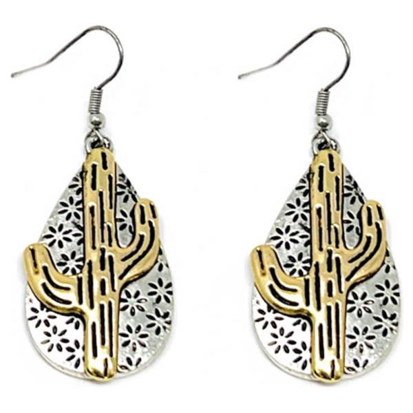 WESTERN CACTUS DANGLE EARRING