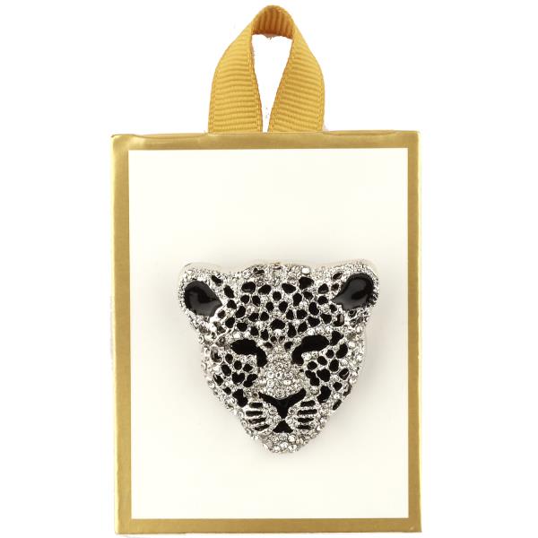 RHINESTONE LEOPARD BROOCH PIN