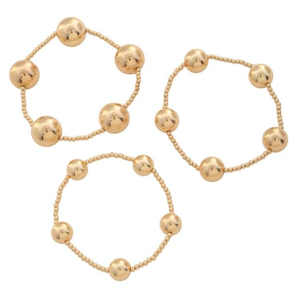 METAL BALL BEADED STRETCH BRACELET SET