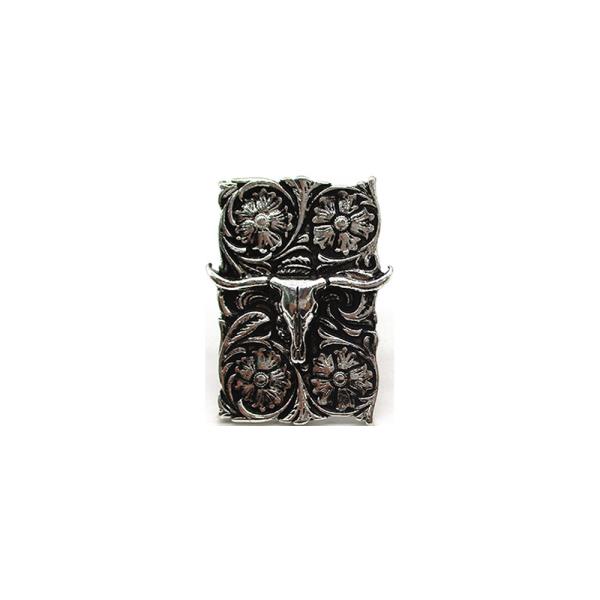 WESTERN ENGRAVED STEERHEAD PLATED  CUFF RING