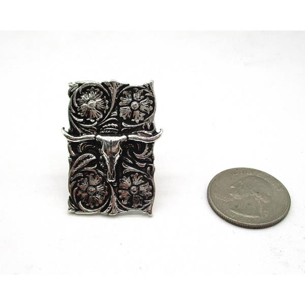 WESTERN ENGRAVED STEERHEAD PLATED  CUFF RING