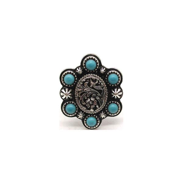 WESTERN SMALL OVAL ENGRAVED TQ CUFF  RING