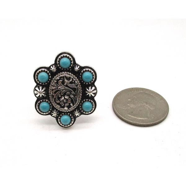 WESTERN SMALL OVAL ENGRAVED TQ CUFF  RING