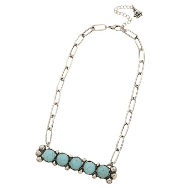 WESTERN STYLE TURQUOISE QUINT BAR NECKLACE