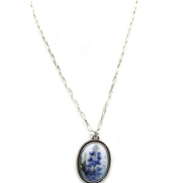 WESTERN OVAL BLUE BONNET NECKLACE