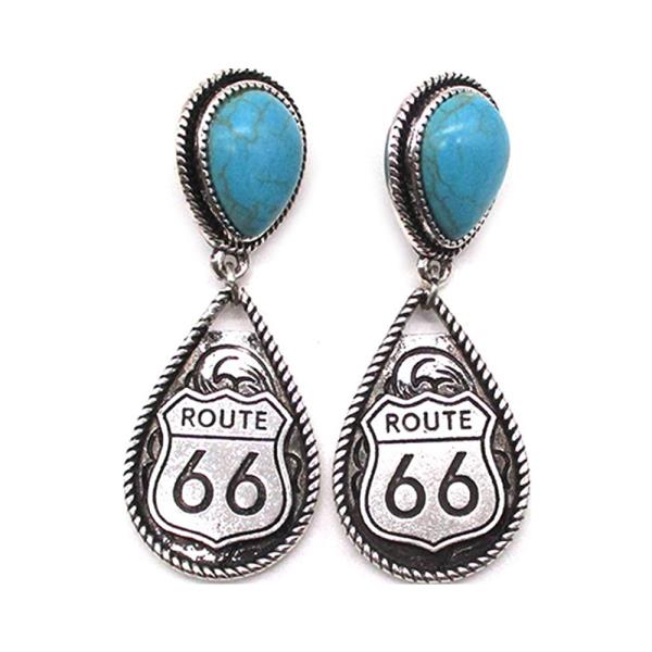 WESTERN TEARDROP ROUTE 66 EARRING