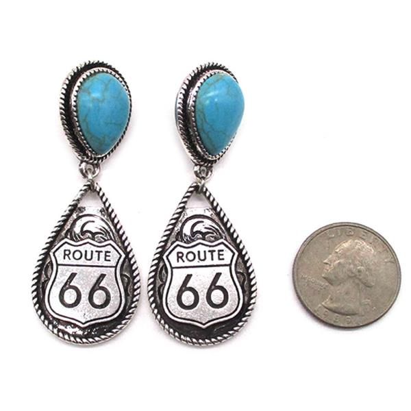 WESTERN TEARDROP ROUTE 66 EARRING