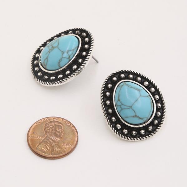 WESTERN OVAL TQ EARRING