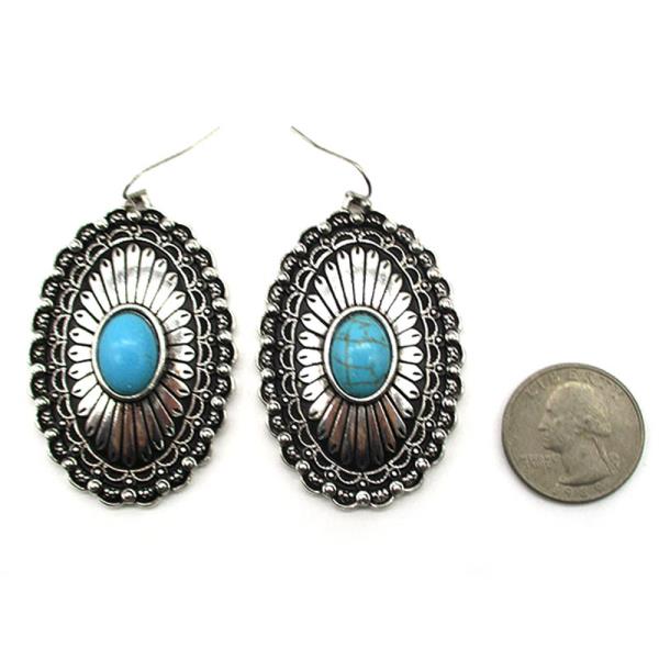 WESTERN OVAL TQ CONCHO EARRING
