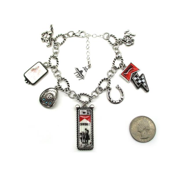 WESTERN COWBOY THEME CHARM  BRACELET