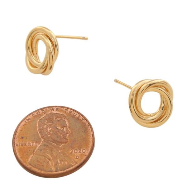 14K GOLD DIPPED ROUND LAYERED EARRING