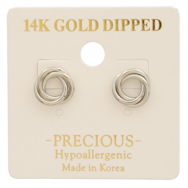 14K GOLD DIPPED ROUND LAYERED EARRING