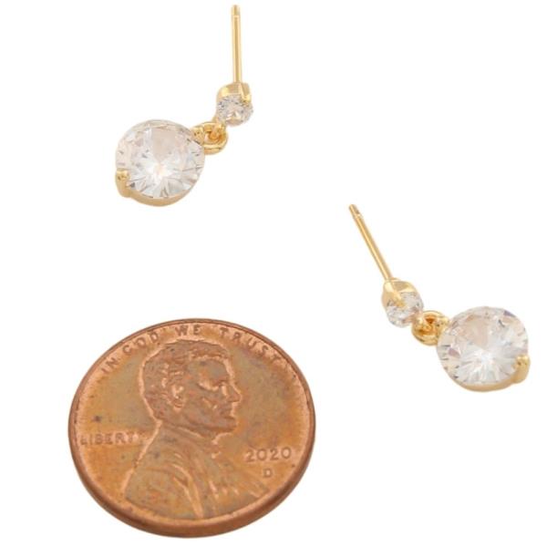 14K GOLD DIPPED CZ STONE DANGLE EARRING