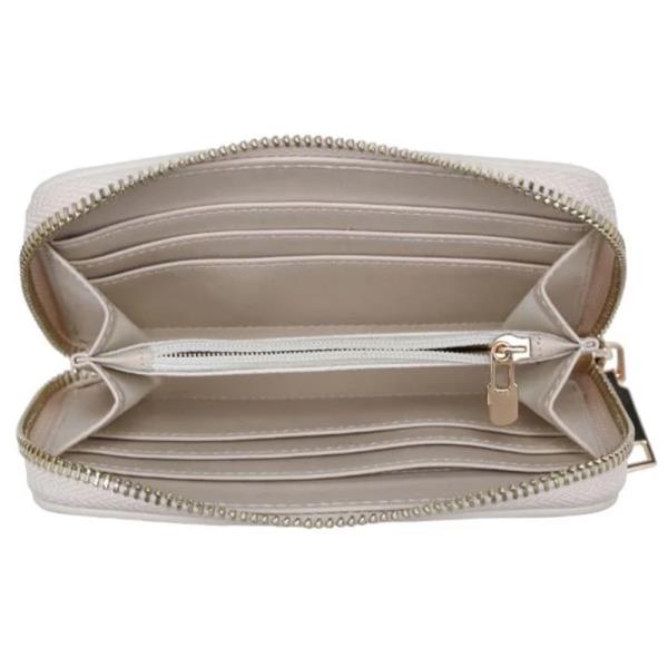 WOVEN TEXTURE W METALLIC SHELL STUDS TUCKER WALLET