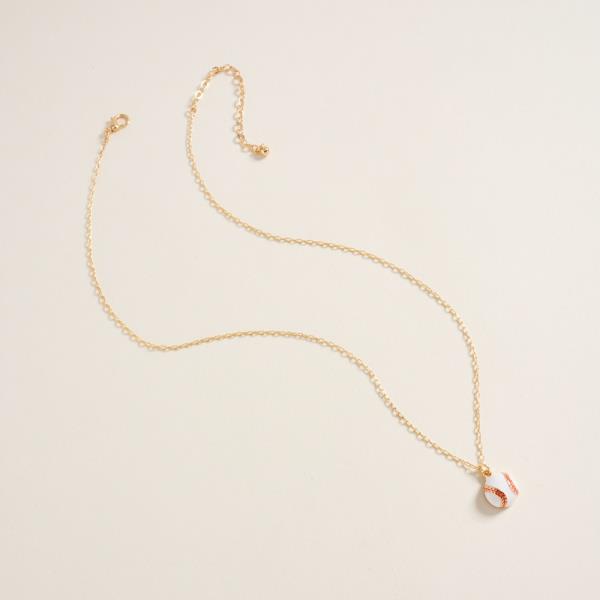 ROUND  BASEBALL SHAPED ENAMEL SHORT NECKLACE