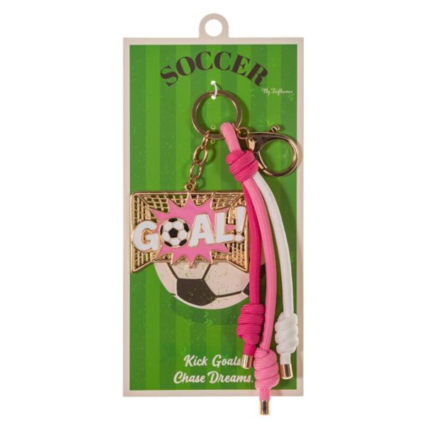 SOCCER BALL GOAL SIGN  SHAPED ENAMEL BAG CHARM