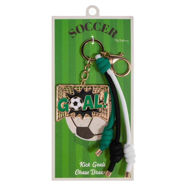 SOCCER BALL GOAL SIGN  SHAPED ENAMEL BAG CHARM