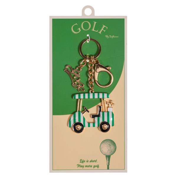 GOLF CART SHAPED ENAMEL BAG CHARM