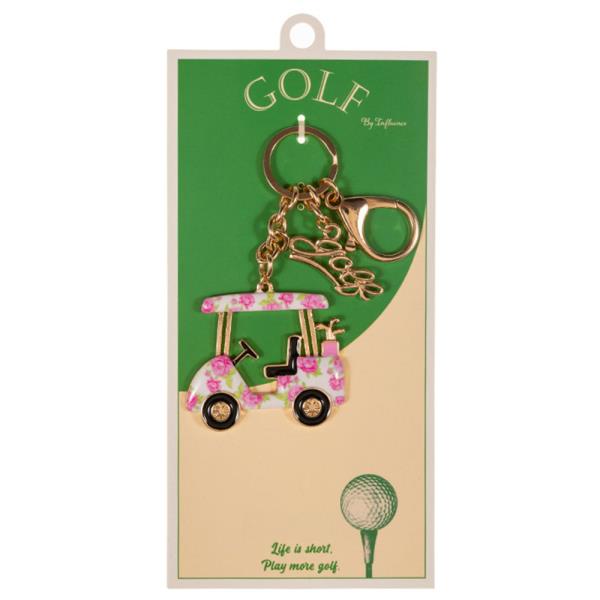 GOLF CART SHAPED ENAMEL BAG CHARM