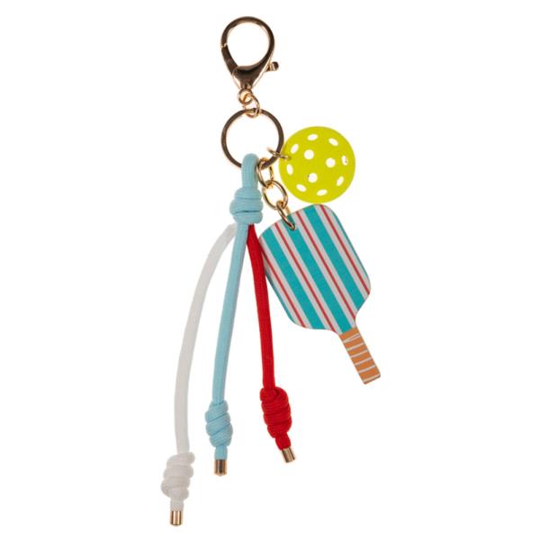 PATTERNED LEATHER PICKLEBALL W/ ROPE BAG CHARM