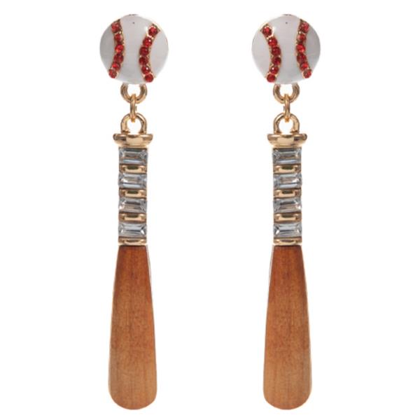 BOW W/ PUFFY BASEBALL HYPOALLERGENIC TITANIUM EARRING