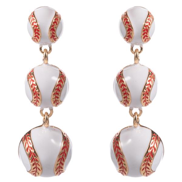 3 DROP PUFFY BASEBALL HYPOALLERGENIC TITANIUM EARRING