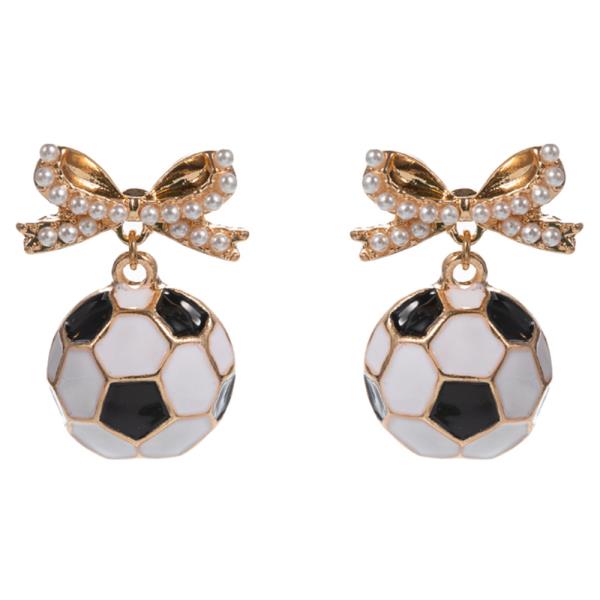 SOCCER BALL W/ BOW ENAMEL HYPOALLERGENIC TITANIUM EARRING