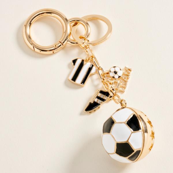 PUFFED SOCCER BALL W/ SOCCER BALL THEMED CHARM KEYCHAIN