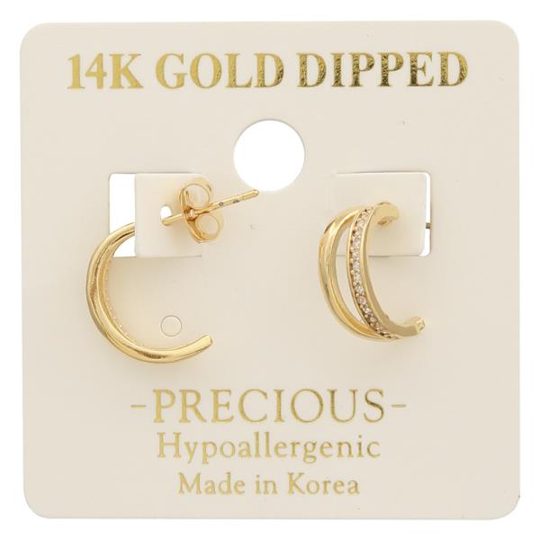 14K GOLD DIPPED CZ HOOP EARRING
